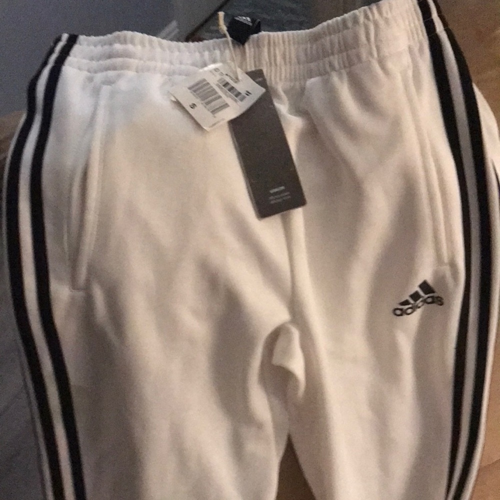 BRand new snap leg ADIDAS white sport pants